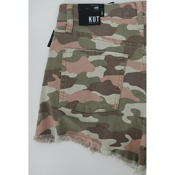 KUT from the Kloth Jane High-Rise Camo Fray Hem Shorts Size 2 NWT - Picture 6 of 10